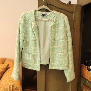 Valerie Bertinelli Mint Tweed Chanel Jacket Sz L